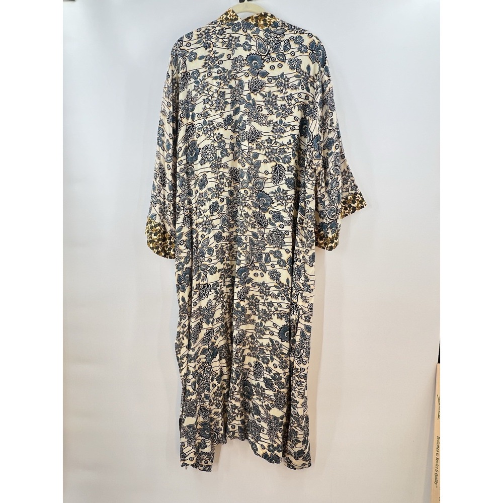 Jessica Simpson Floral Kimono Cardigan Womens 1X Blue Yellow Frozen Dew Boho - Picture 11 of 12